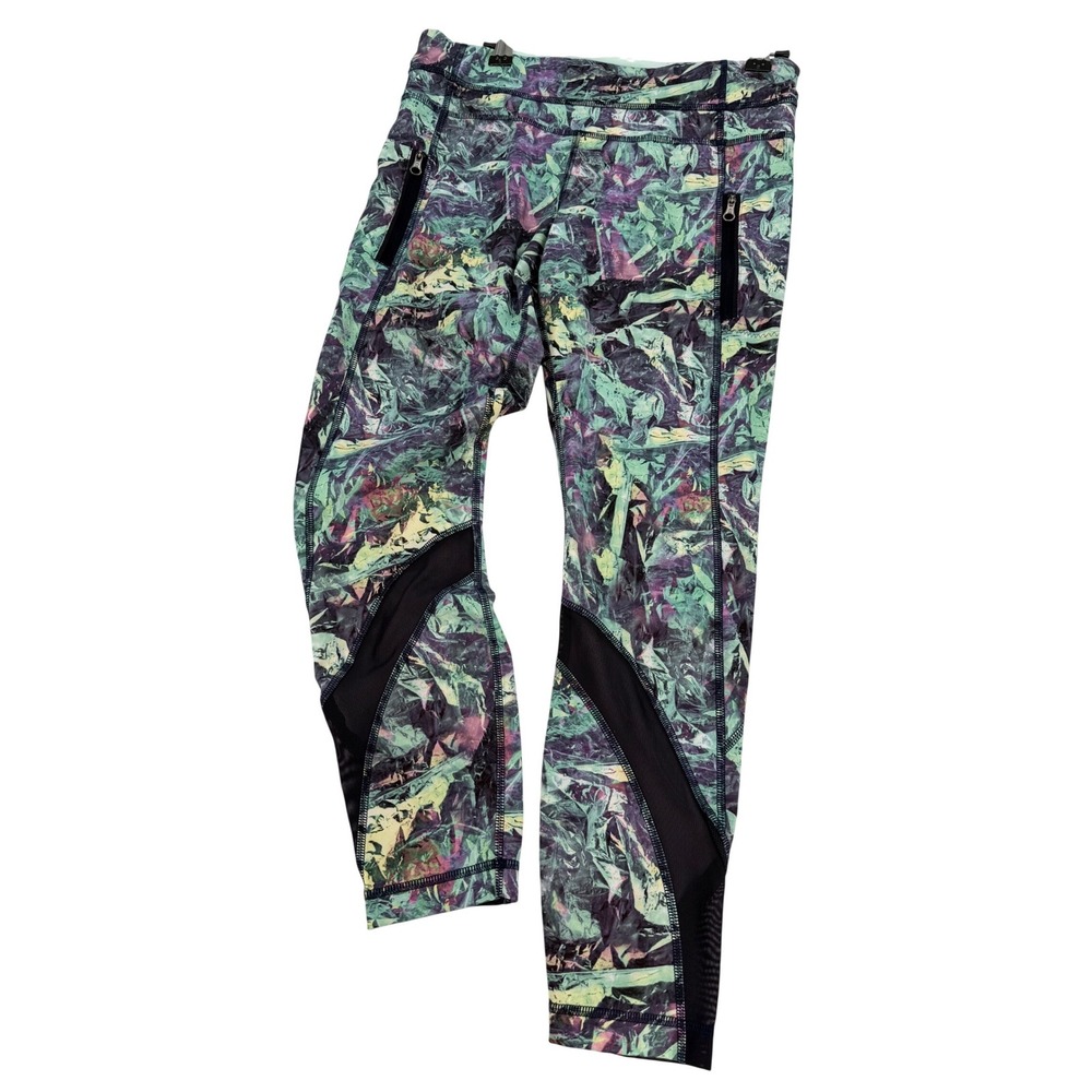 Lululemon Athletica Abstract Print Mesh Leggings Size‎ 8 Multicolor Streetwear